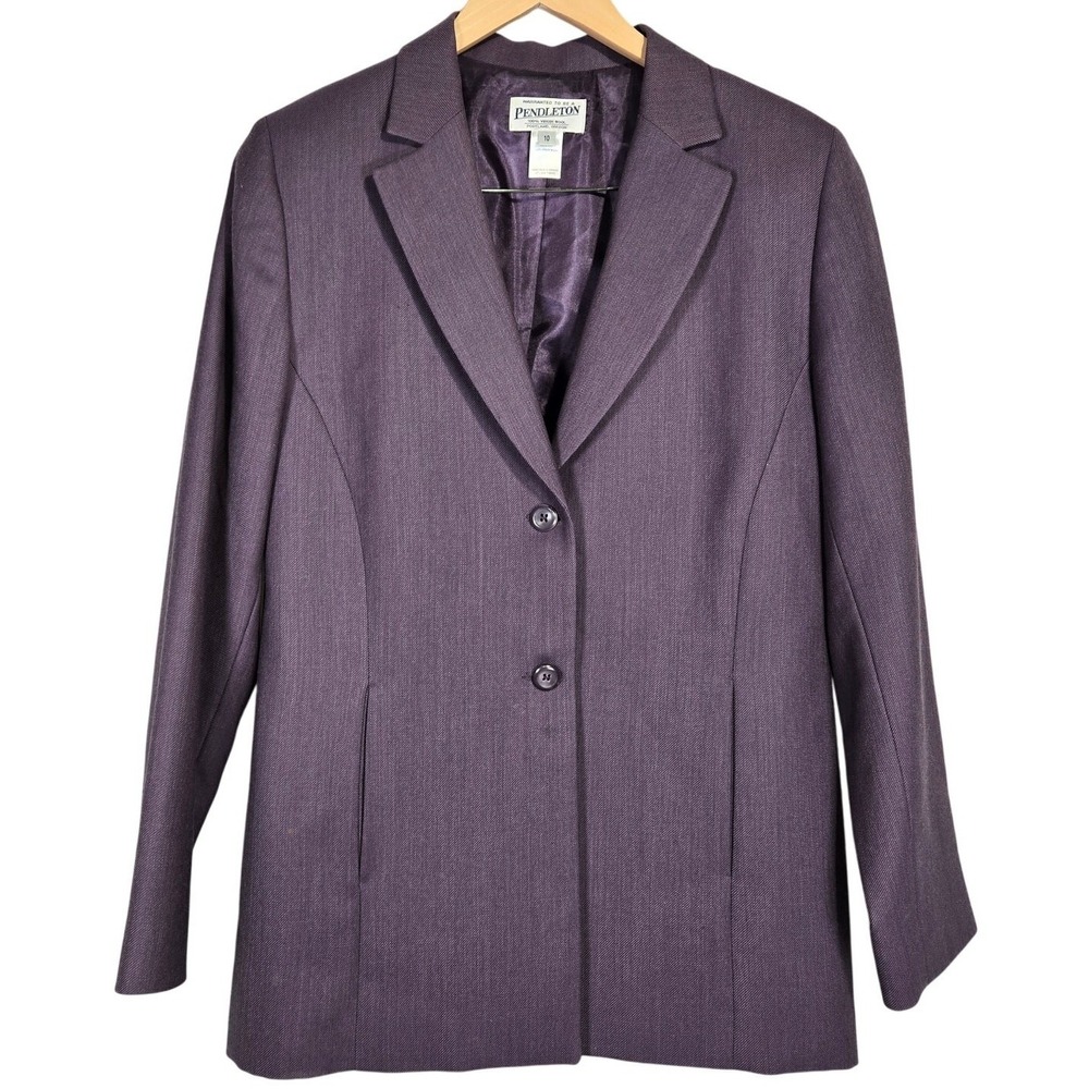 Pendleton Women's Purple 100% Virgin Wool Blazer Jacket Size 10 Business Casual